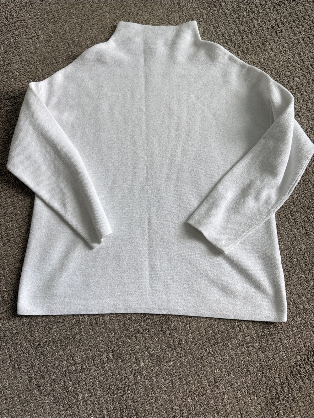 Eileen Fisher White Mock Neck Organic Cotton Sweater - Picture 1 of 4